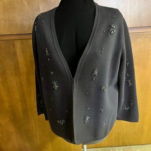 Chico's Size 4 Beaded Cardigan Jacket Serene Gray NWT